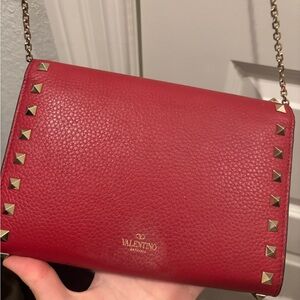 Red RockStudded Chain Valentino Shoulder Bag